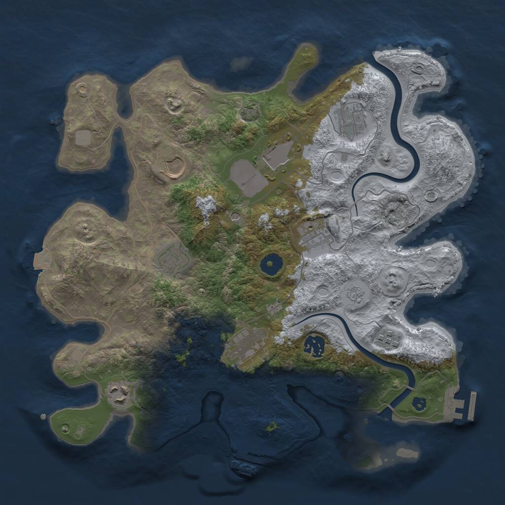 Rust Map: Procedural Map, Size: 3500, Seed: 1640175207, 15 Monuments