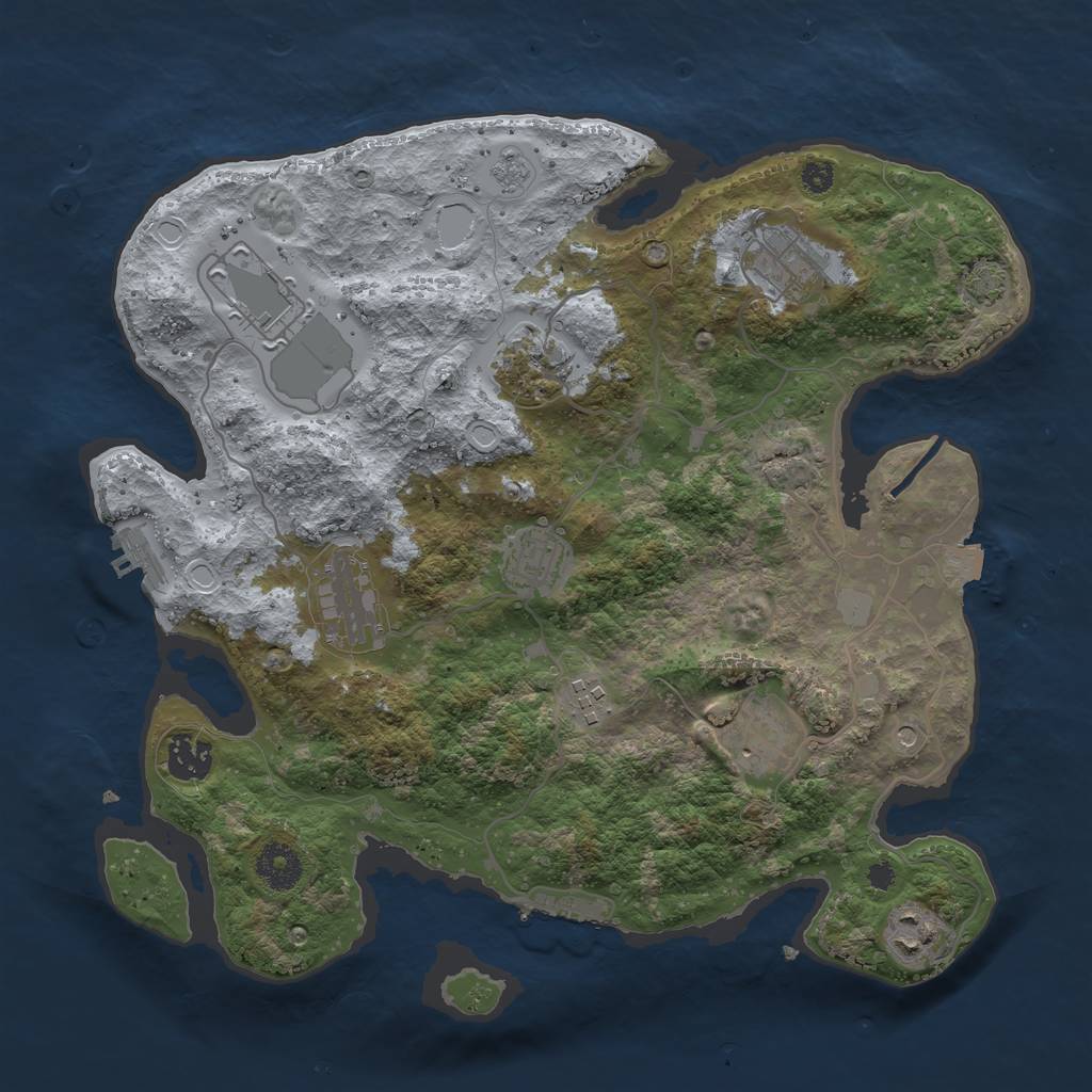 Rust Map: Procedural Map, Size: 3500, Seed: 1610055853, 17 Monuments