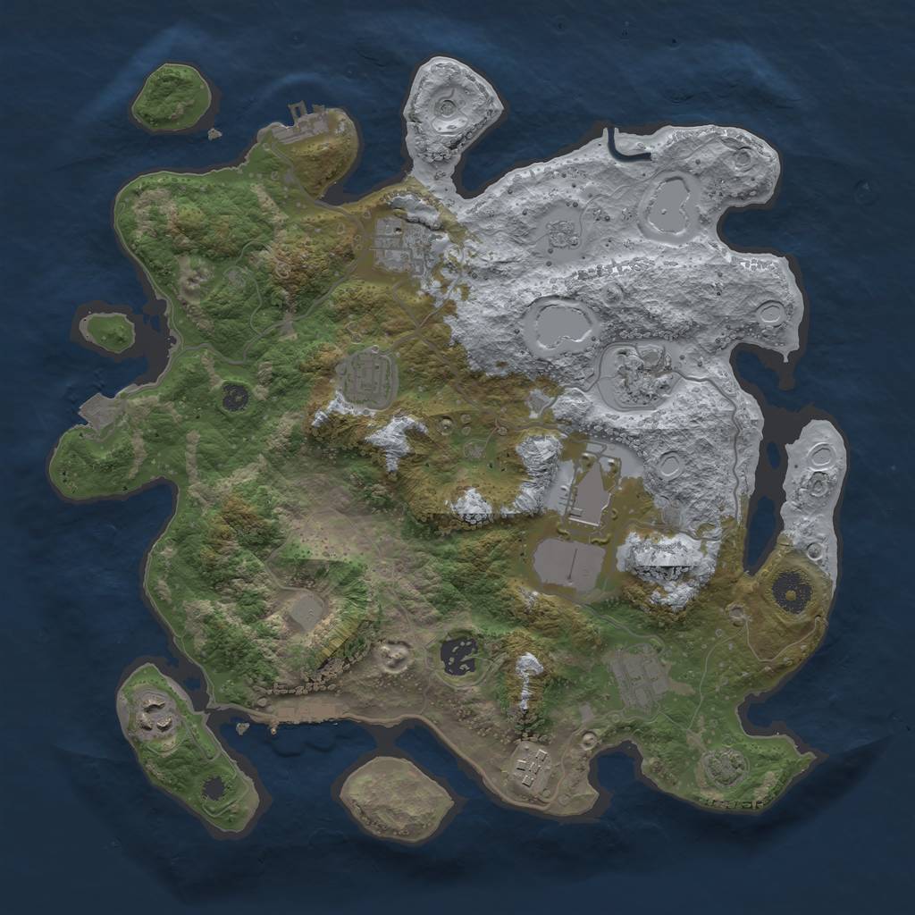 Rust Map: Procedural Map, Size: 3500, Seed: 263373000, 16 Monuments