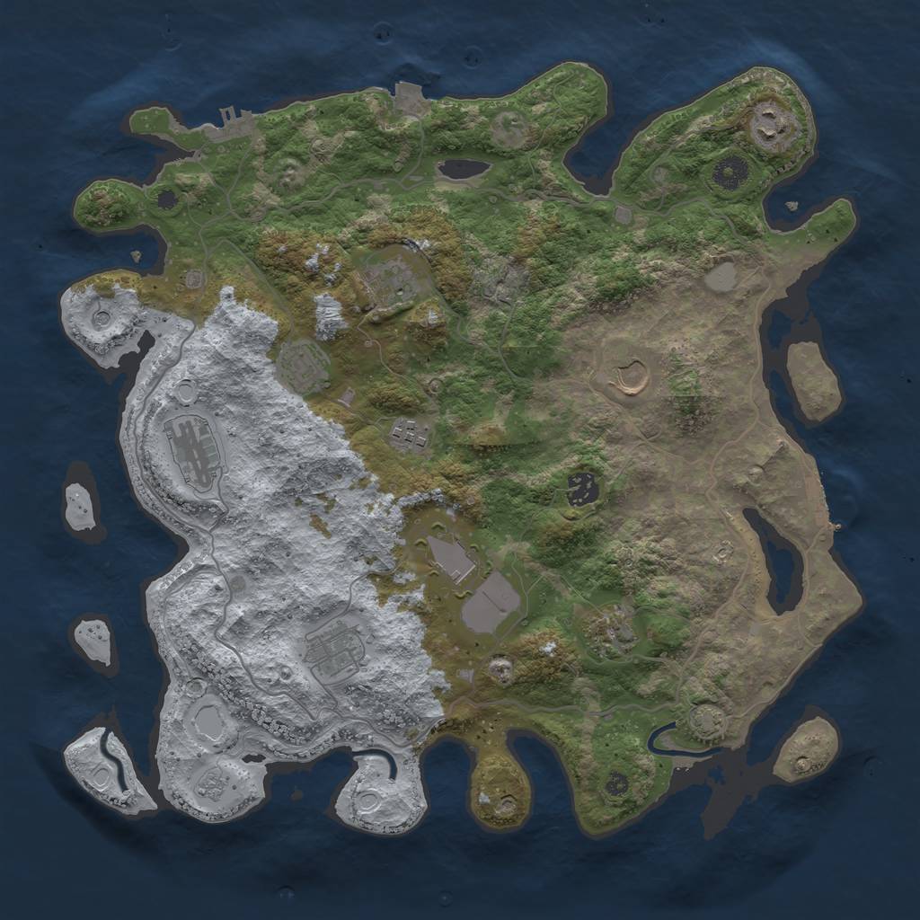 Rust Map: Procedural Map, Size: 4000, Seed: 26472252, 18 Monuments
