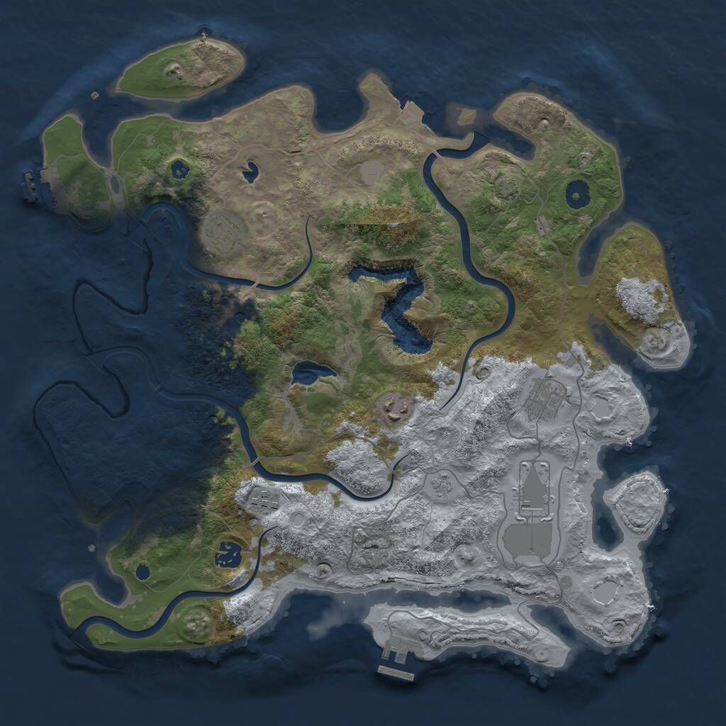 Rust Map: Procedural Map, Size: 4000, Seed: 22989, 12 Monuments