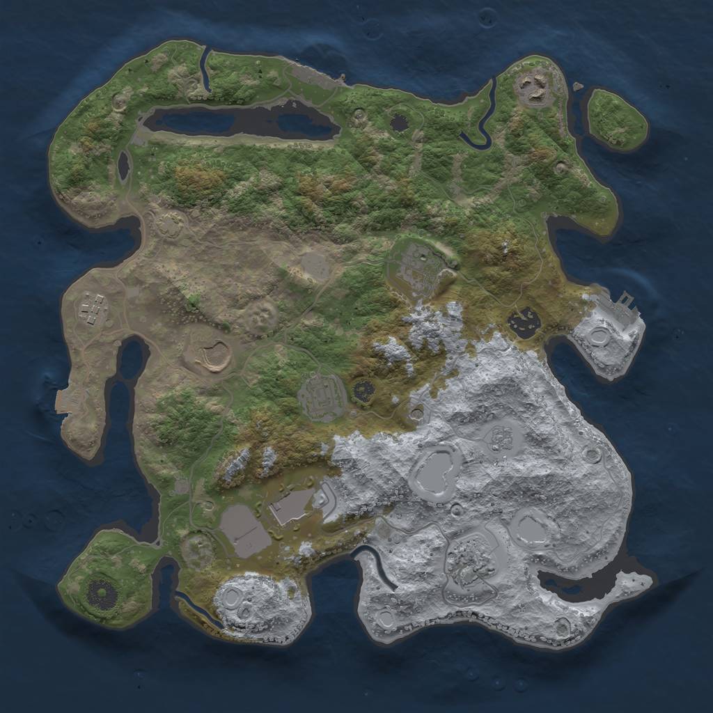 Rust Map: Procedural Map, Size: 3500, Seed: 120559429, 16 Monuments