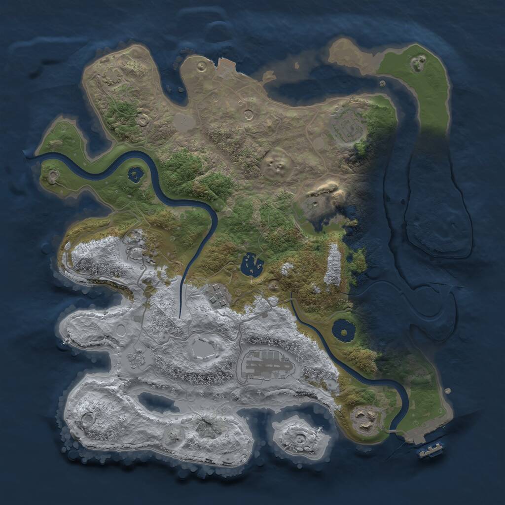 Rust Map: Procedural Map, Size: 3250, Seed: 1020578742, 12 Monuments