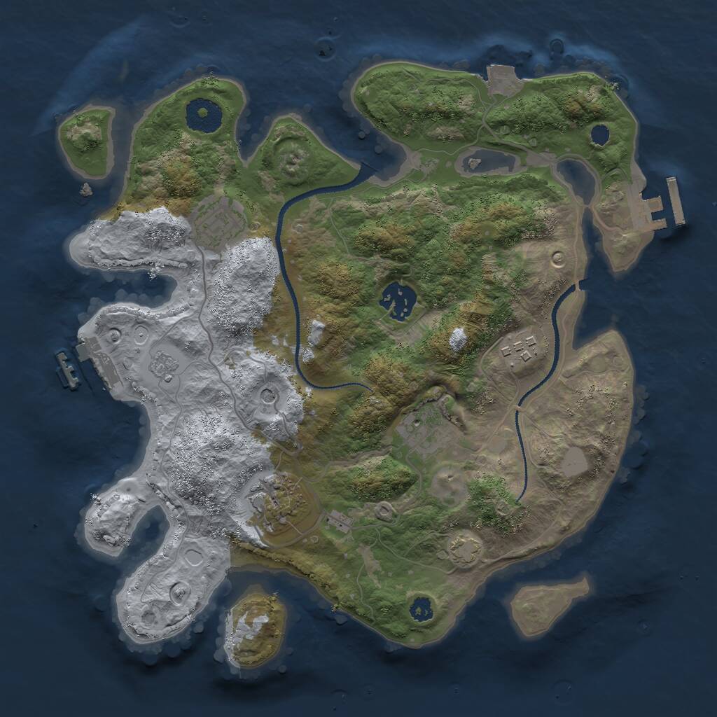 Rust Map: Procedural Map, Size: 3000, Seed: 19423, 11 Monuments