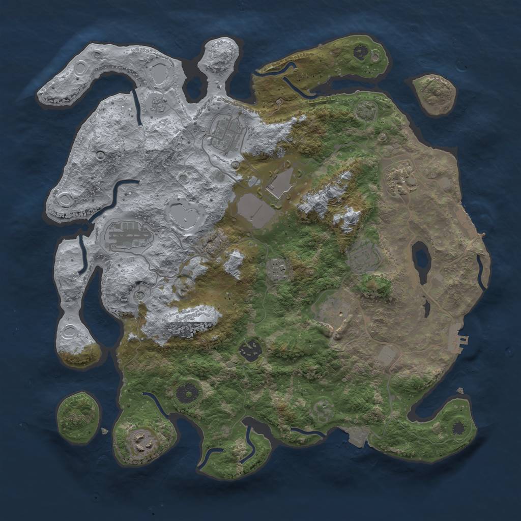 Rust Map: Procedural Map, Size: 3700, Seed: 1360696212, 17 Monuments