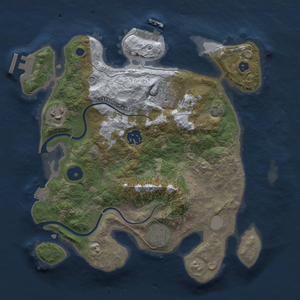 Rust Map: Procedural Map, Size: 3000, Seed: 679460994, 9 Monuments