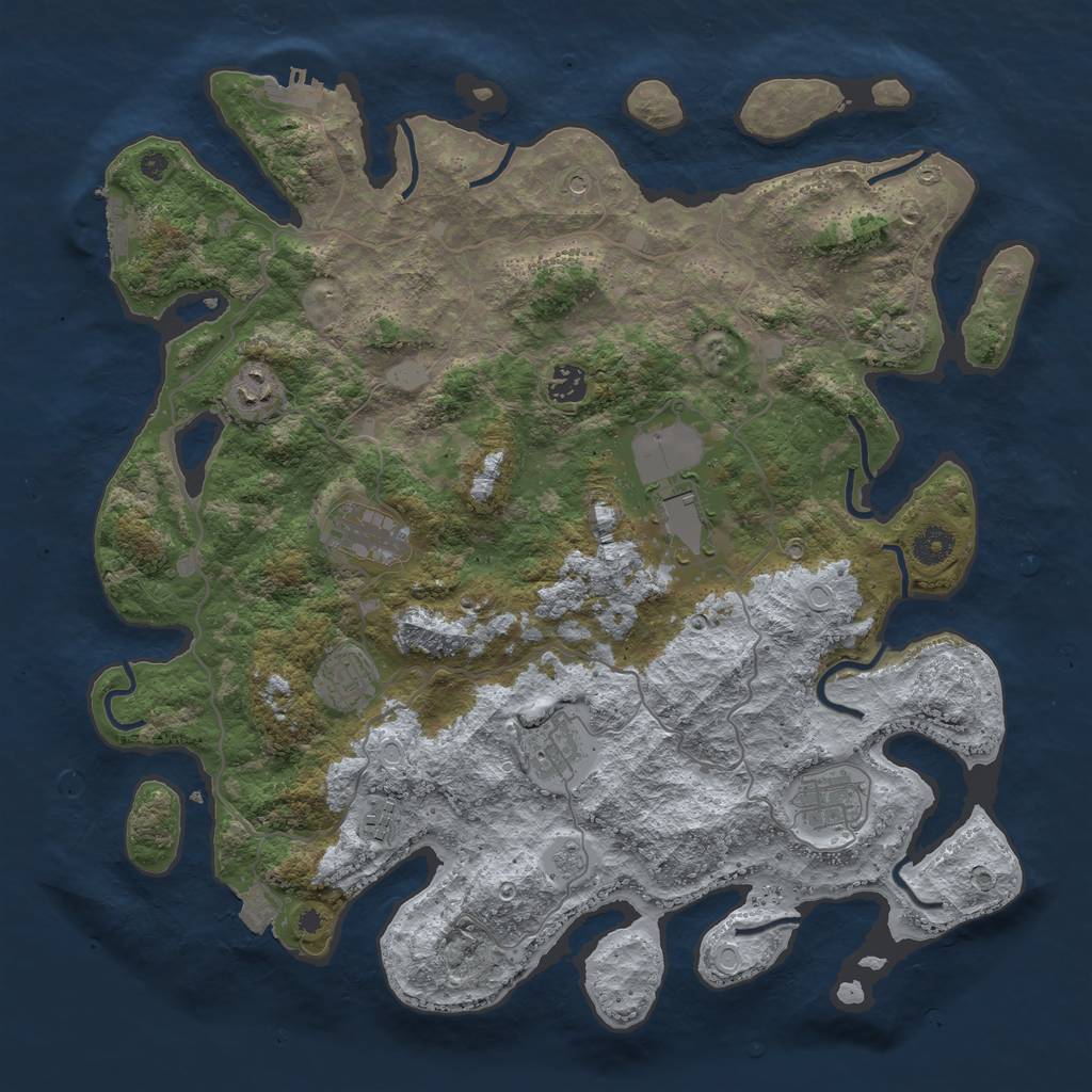 Rust Map: Procedural Map, Size: 4100, Seed: 65918189, 16 Monuments