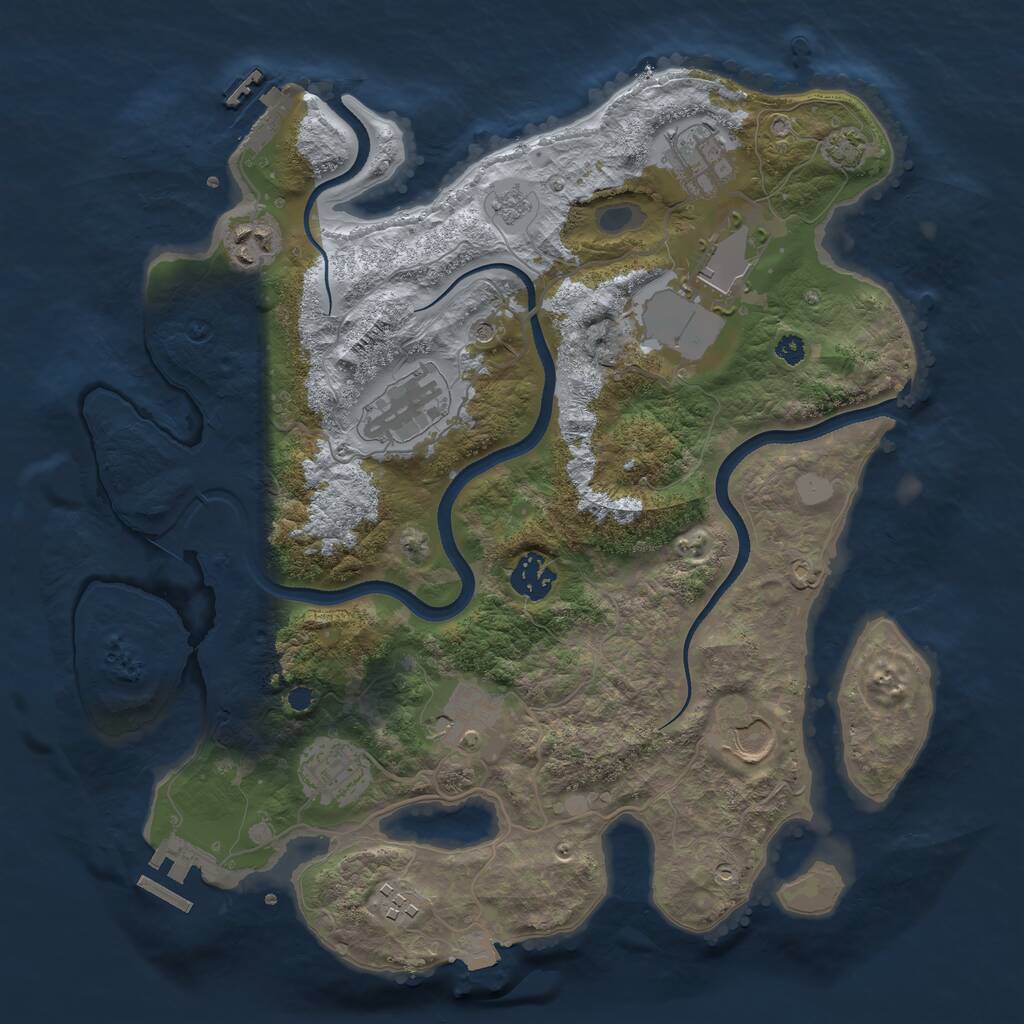 Rust Map: Procedural Map, Size: 3500, Seed: 5276, 15 Monuments