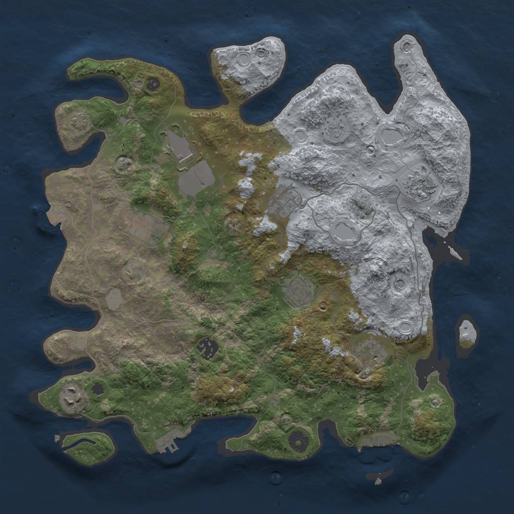 Rust Map: Procedural Map, Size: 3700, Seed: 1981258285, 16 Monuments