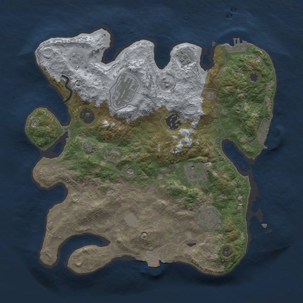 Rust Map: Procedural Map, Size: 3000, Seed: 57594414, 13 Monuments