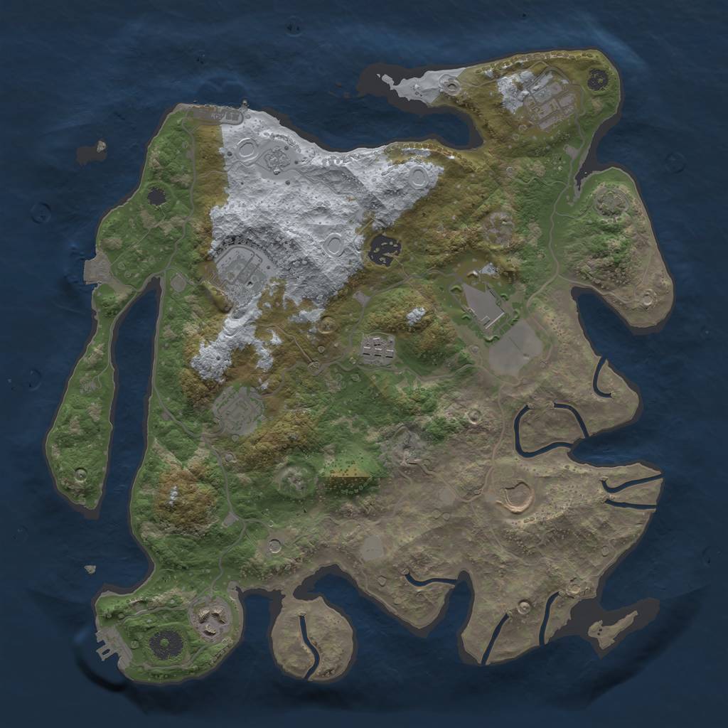 Rust Map: Procedural Map, Size: 3500, Seed: 61580232, 16 Monuments