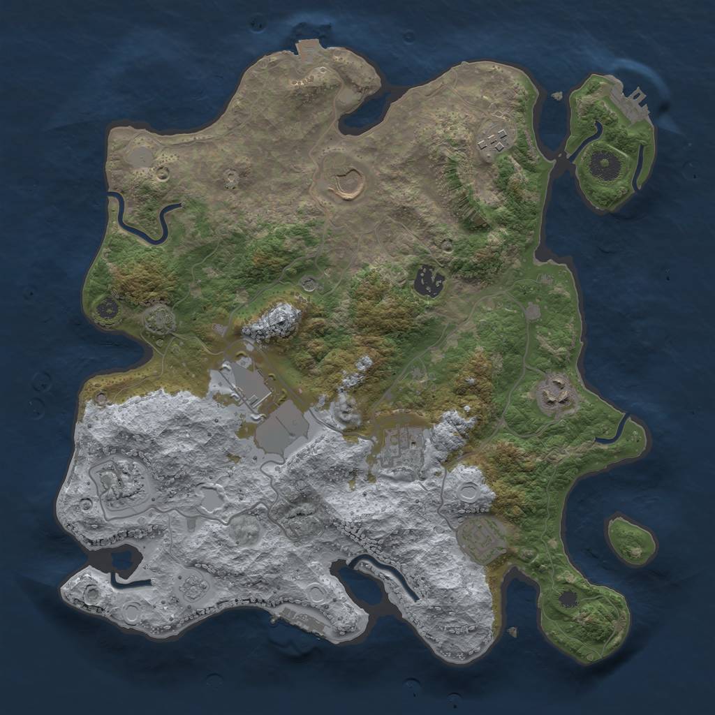 Rust Map: Procedural Map, Size: 3500, Seed: 152866810, 16 Monuments