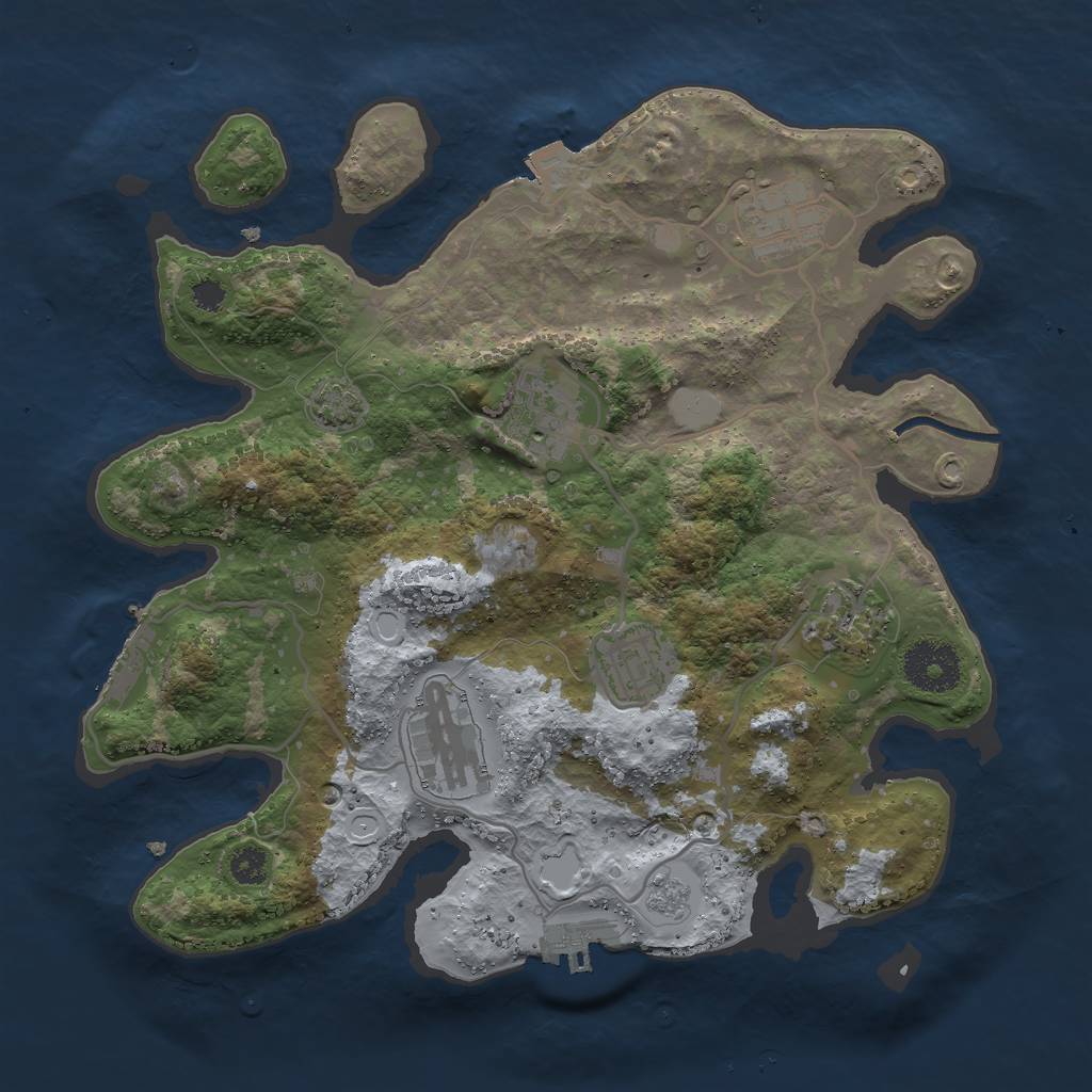 Rust Map: Procedural Map, Size: 3000, Seed: 1064099026, 12 Monuments
