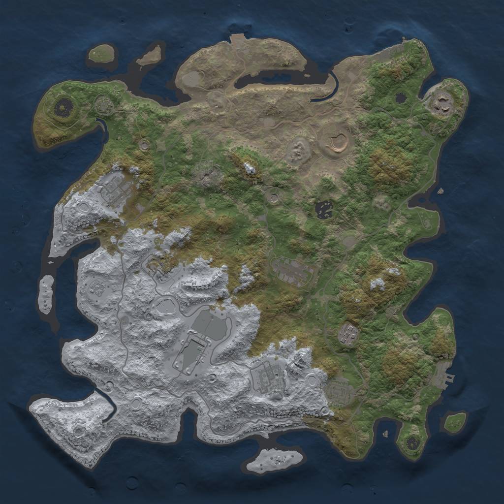 Rust Map: Procedural Map, Size: 4000, Seed: 1853963760, 18 Monuments