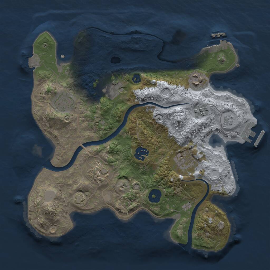 Rust Map: Procedural Map, Size: 3000, Seed: 1131239633, 12 Monuments