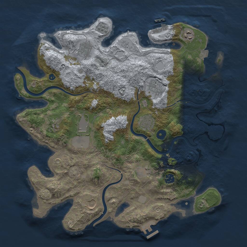 Rust Map: Procedural Map, Size: 3800, Seed: 20894, 16 Monuments