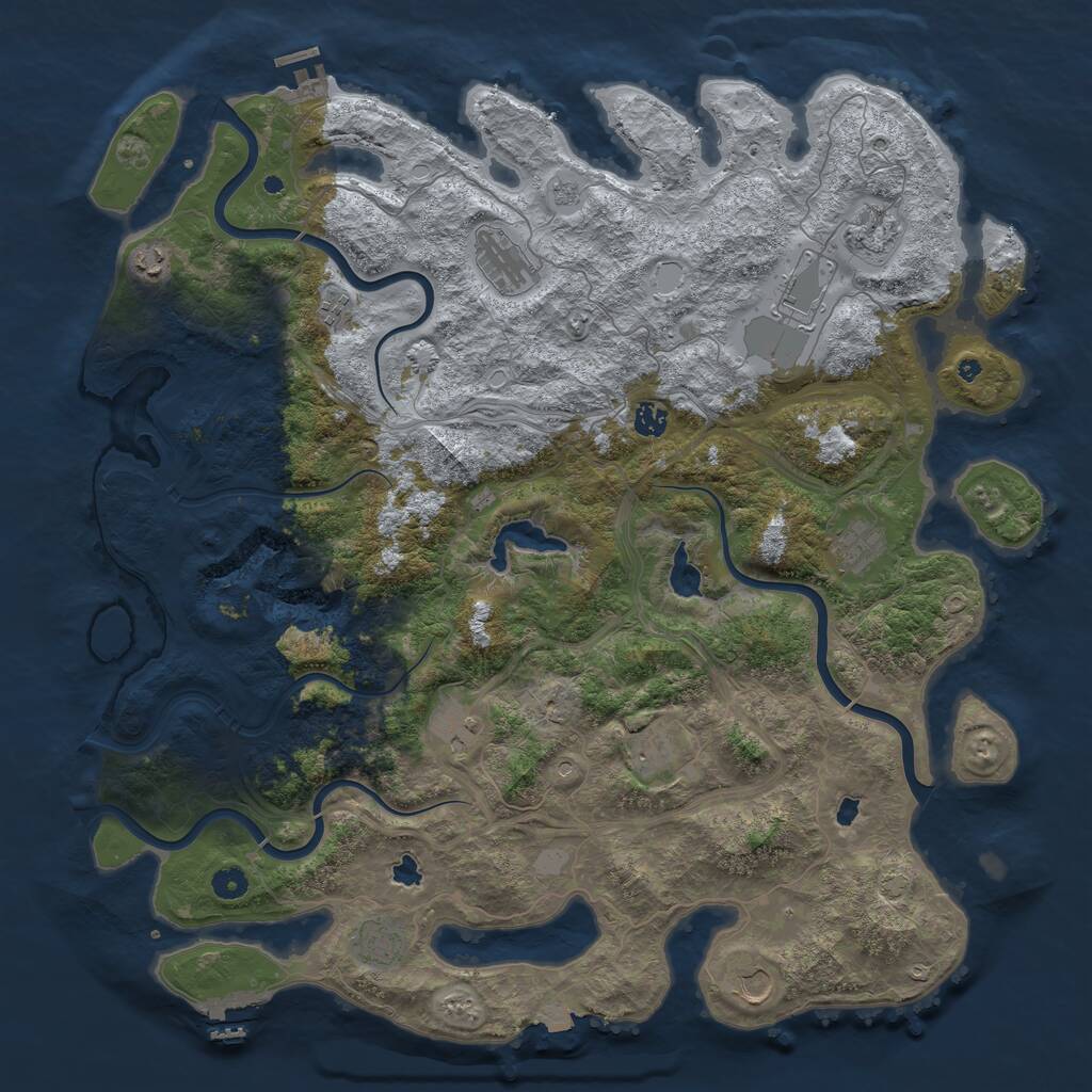 Rust Map: Procedural Map, Size: 4800, Seed: 674519265, 17 Monuments