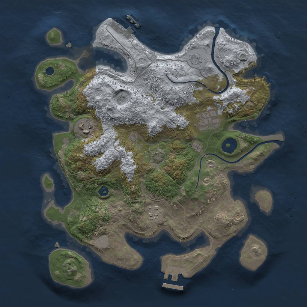 Rust Map: Procedural Map, Size: 3000, Seed: 52235376, 9 Monuments