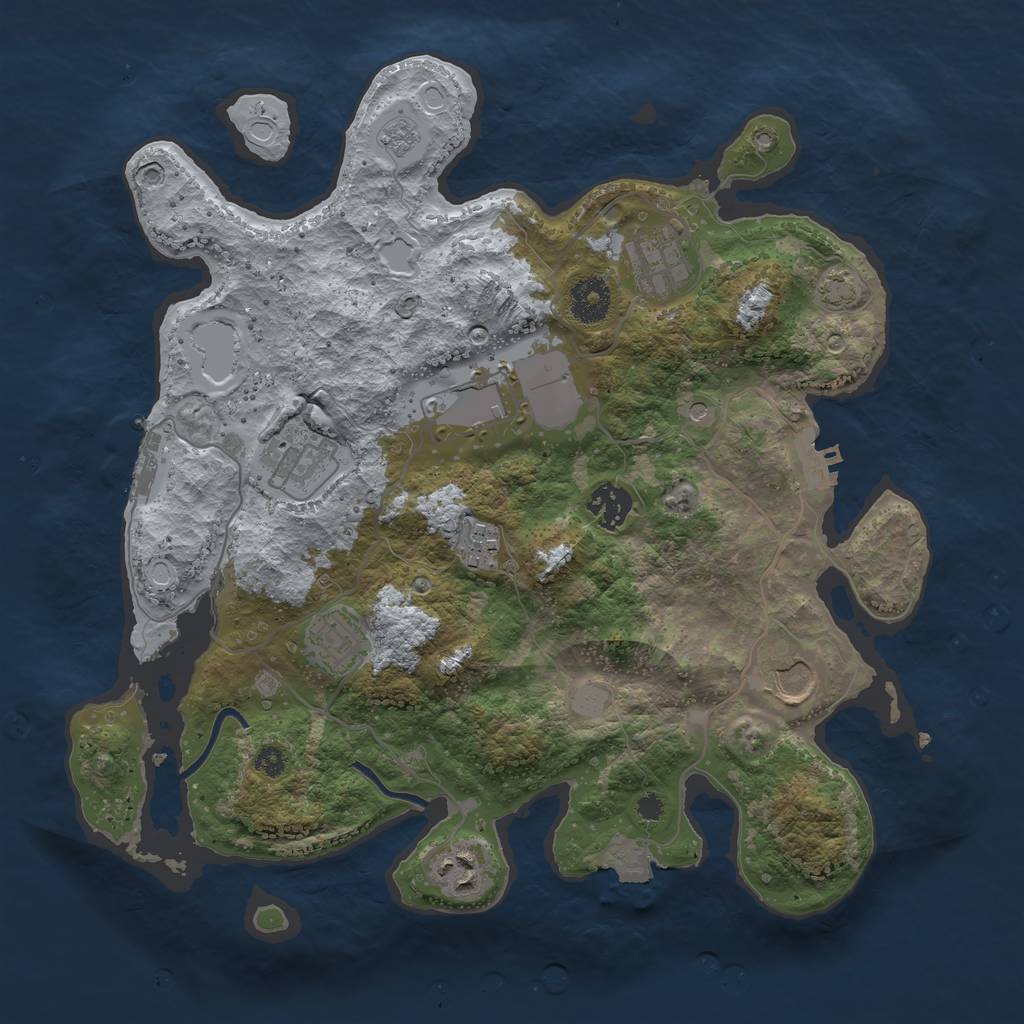 Rust Map: Procedural Map, Size: 3500, Seed: 230706, 16 Monuments