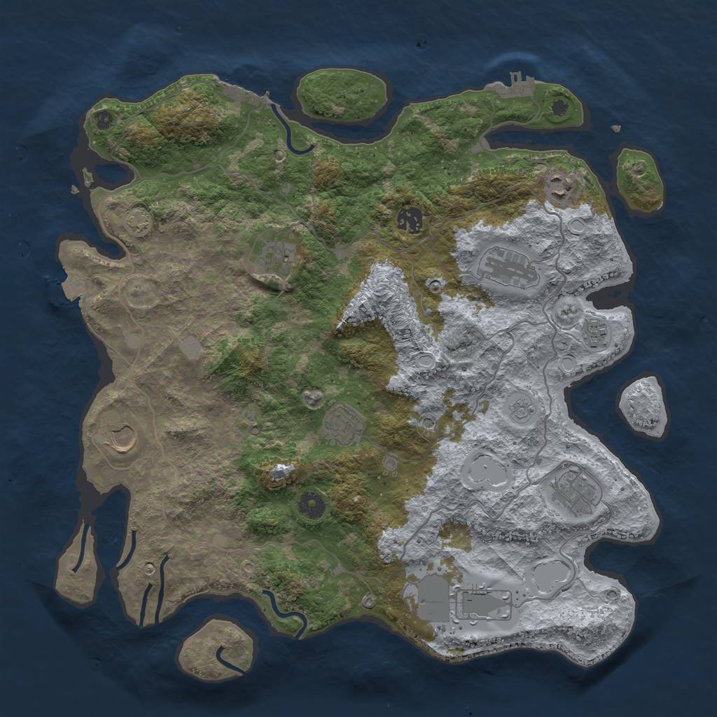 Rust Map: Procedural Map, Size: 4000, Seed: 667856638, 17 Monuments