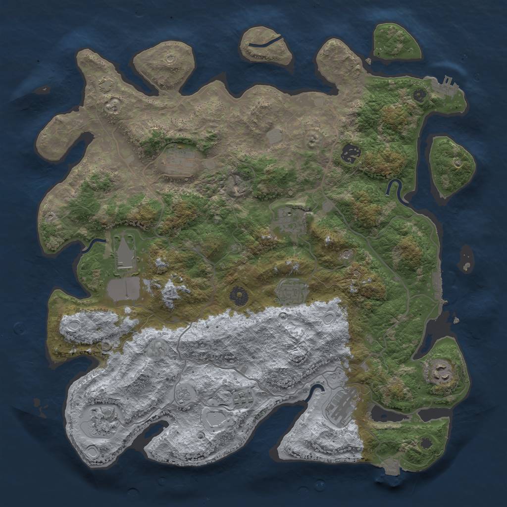 Rust Map: Procedural Map, Size: 4000, Seed: 968316480, 17 Monuments