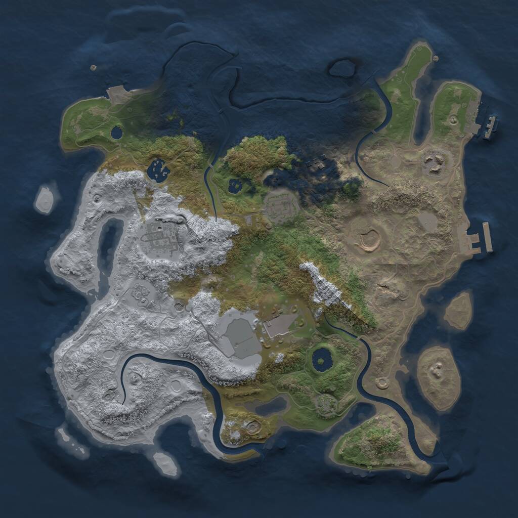 Rust Map: Procedural Map, Size: 3500, Seed: 122557, 13 Monuments