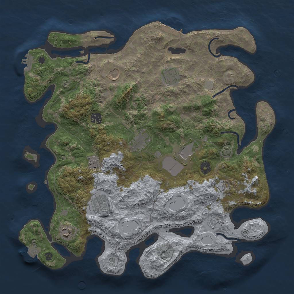 Rust Map: Procedural Map, Size: 3750, Seed: 2080759002, 17 Monuments