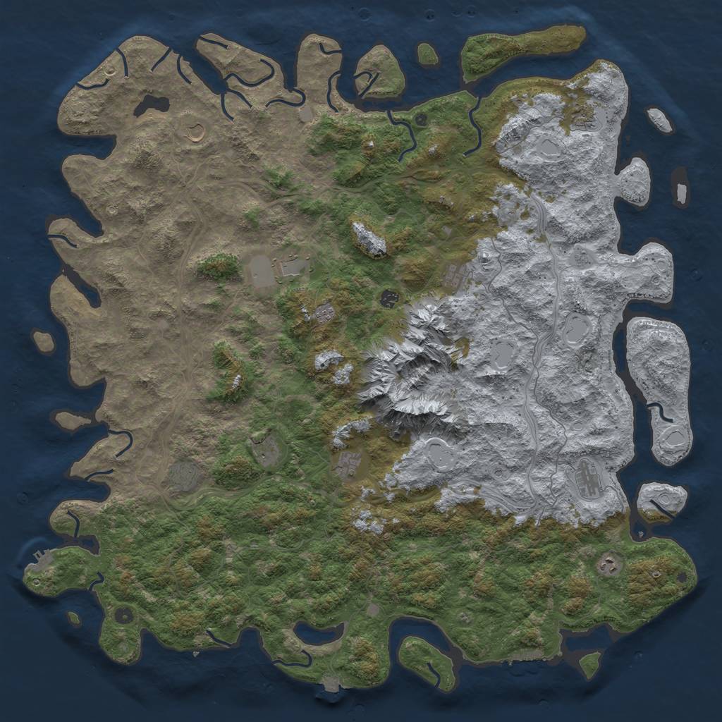Rust Map: Procedural Map, Size: 6000, Seed: 1350204926, 19 Monuments