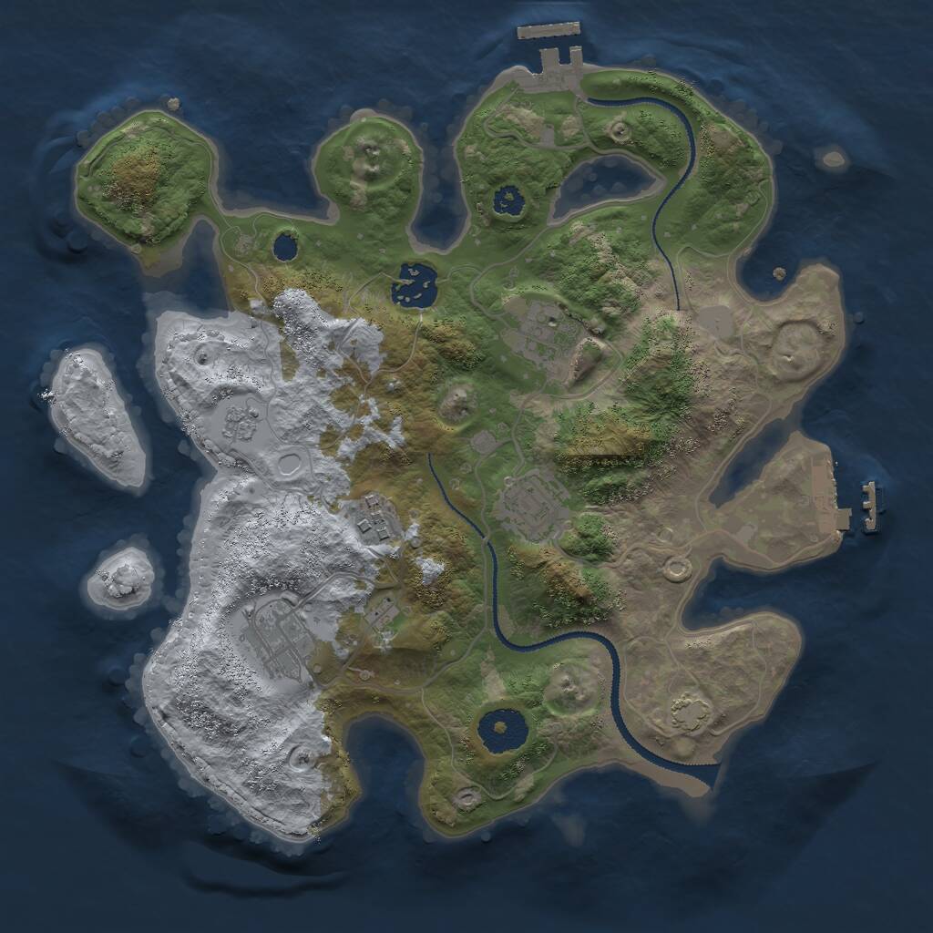 Rust Map: Procedural Map, Size: 3000, Seed: 19876, 10 Monuments