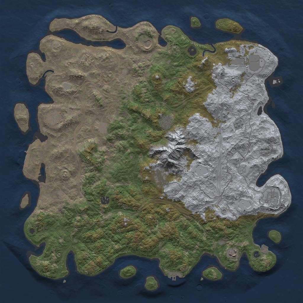 Rust Map: Procedural Map, Size: 5000, Seed: 2030728039, 19 Monuments