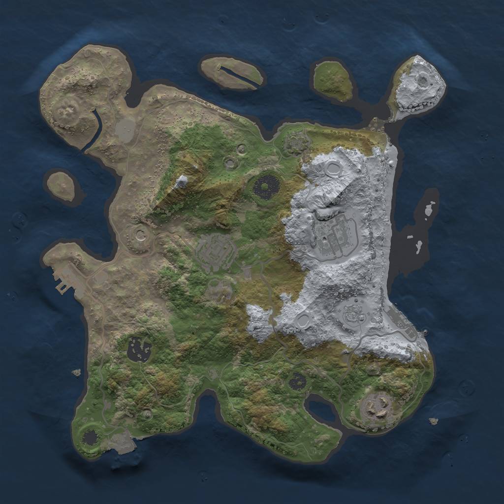 Rust Map: Procedural Map, Size: 3000, Seed: 2458250, 12 Monuments
