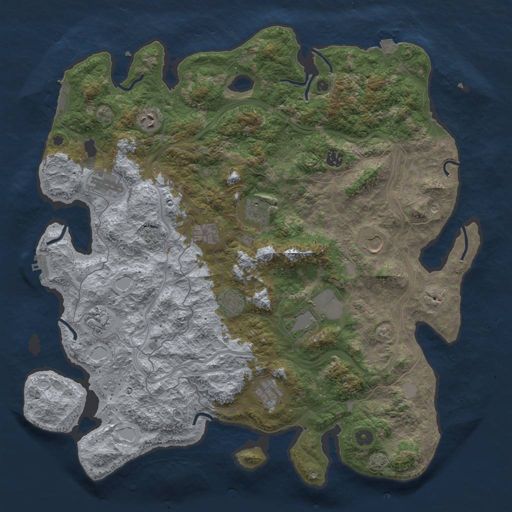 Rust Map: Procedural Map, Size: 4500, Seed: 166234144, 19 Monuments