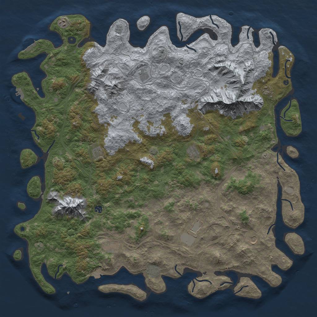 Rust Map: Procedural Map, Size: 6000, Seed: 123432345, 19 Monuments