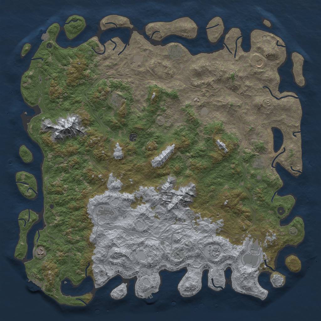 Rust Map: Procedural Map, Size: 6000, Seed: 947377, 19 Monuments