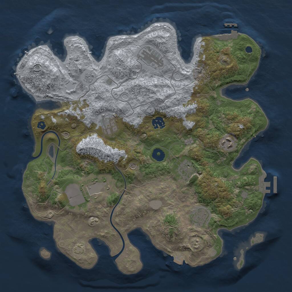 Rust Map: Procedural Map, Size: 3500, Seed: 681501956, 13 Monuments