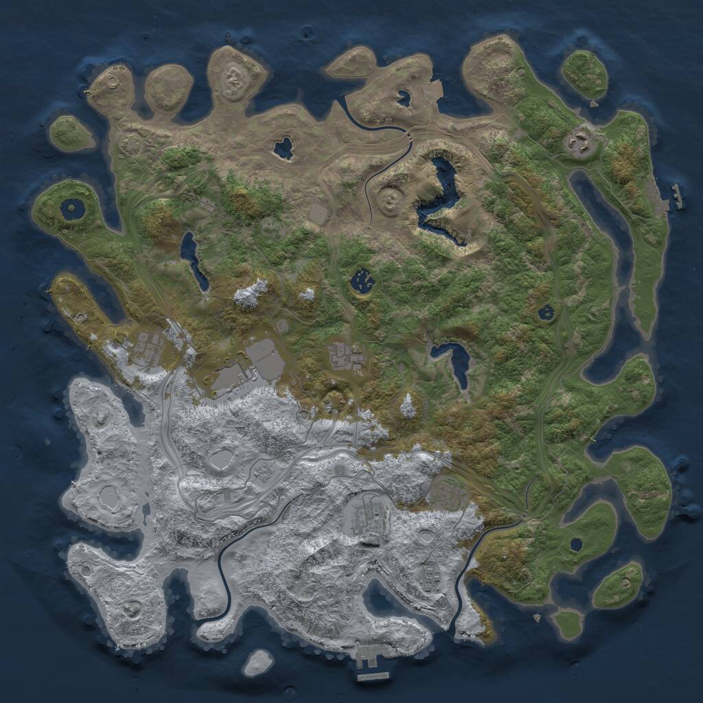 Rust Map: Procedural Map, Size: 4500, Seed: 357753576, 14 Monuments