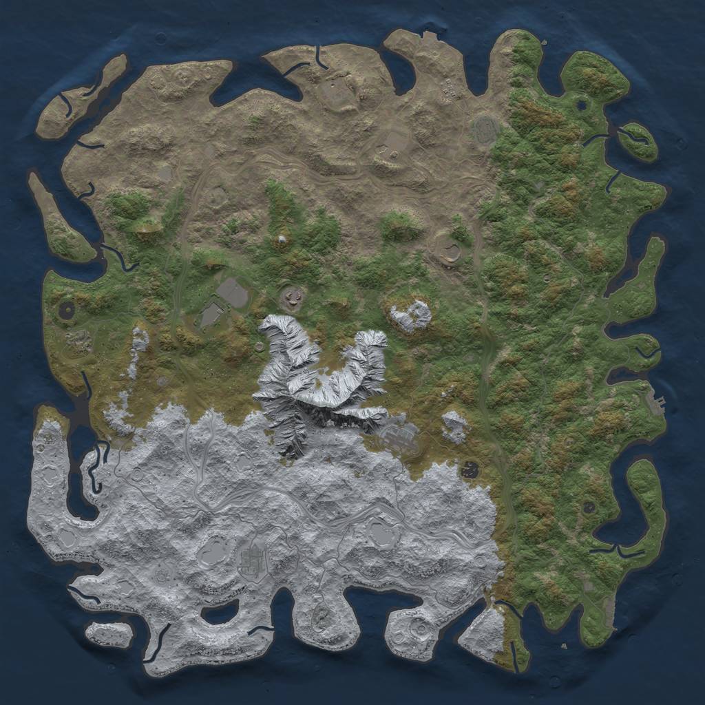 Rust Map: Procedural Map, Size: 6000, Seed: 993432157, 19 Monuments