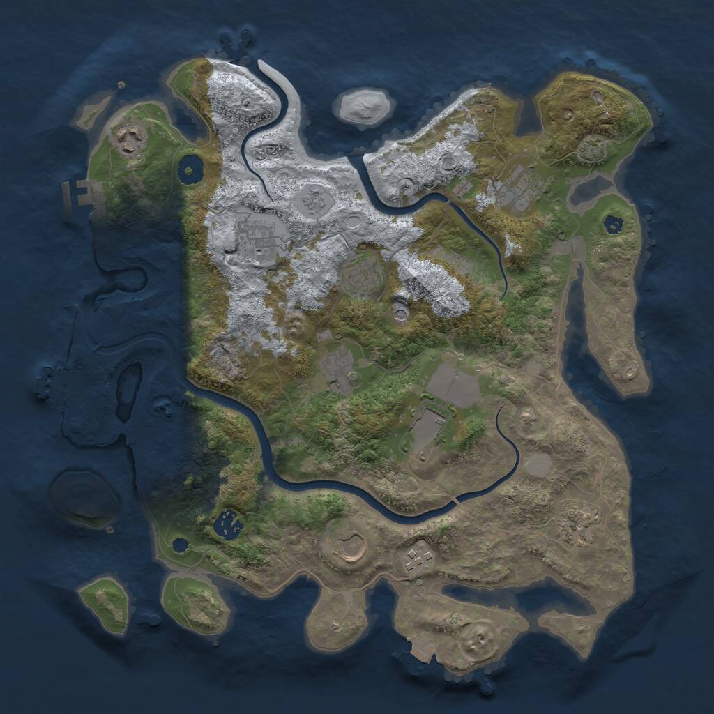 Rust Map: Procedural Map, Size: 3750, Seed: 1039611372, 16 Monuments