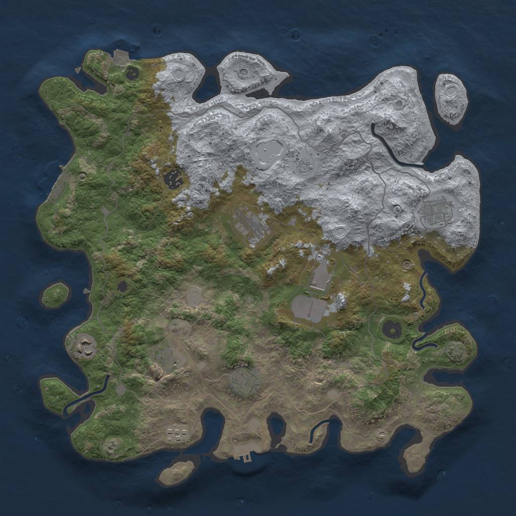 Rust Map: Procedural Map, Size: 4000, Seed: 918066878, 16 Monuments