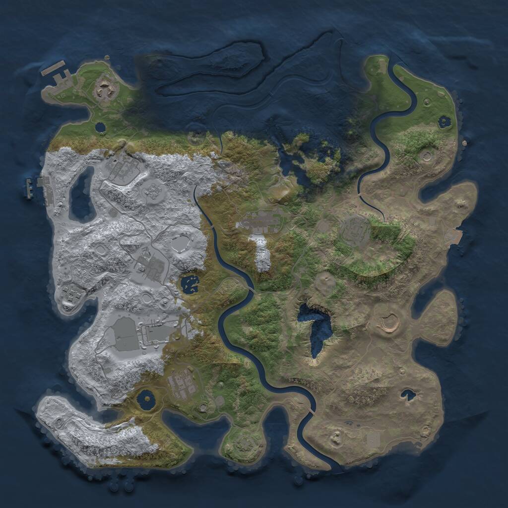 Rust Map: Procedural Map, Size: 4000, Seed: 2133816585, 16 Monuments
