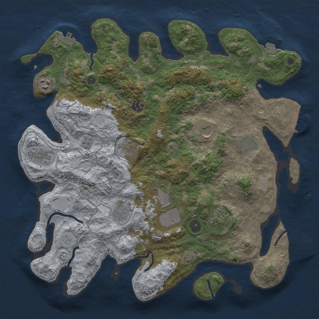 Rust Map: Procedural Map, Size: 4000, Seed: 370551636, 18 Monuments