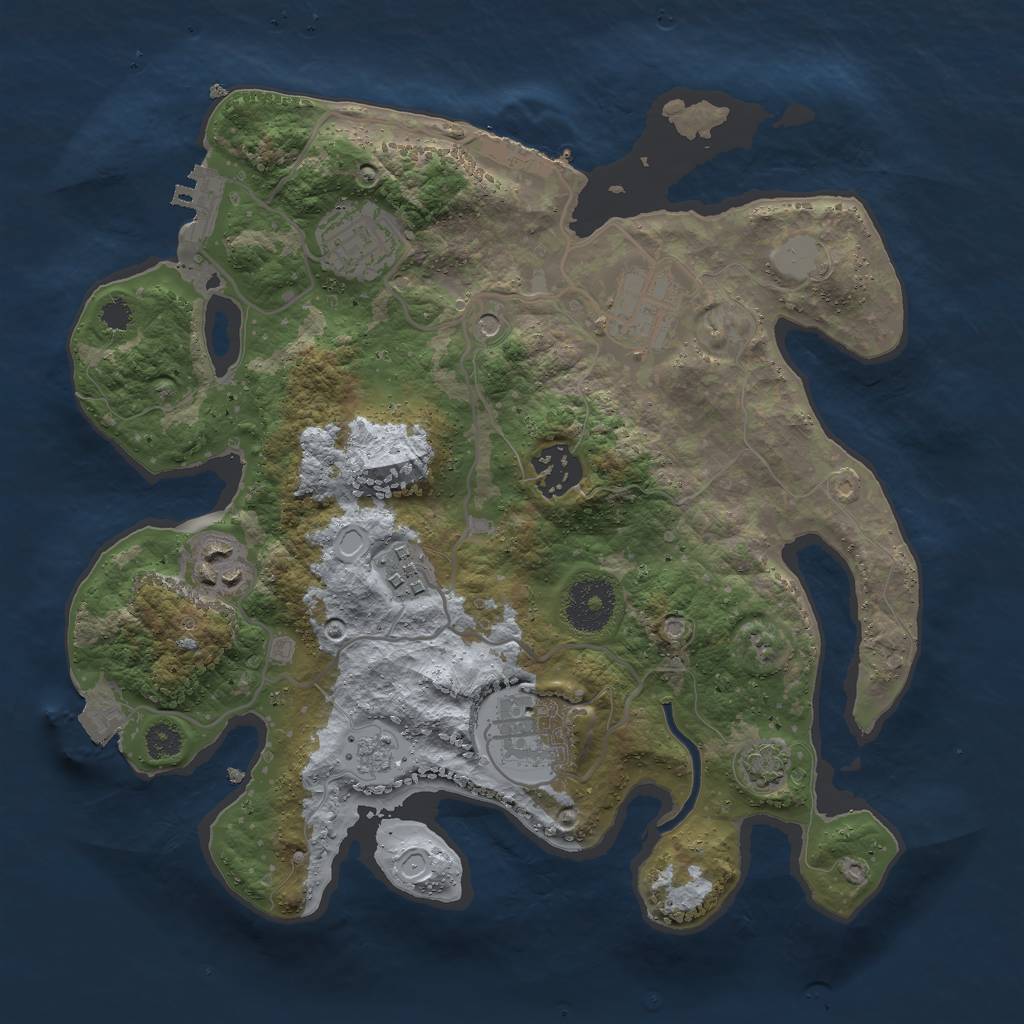 Rust Map: Procedural Map, Size: 3000, Seed: 543625, 14 Monuments