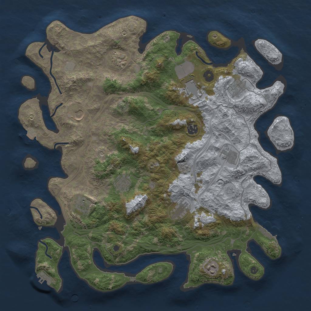 Rust Map: Procedural Map, Size: 4250, Seed: 225582661, 19 Monuments