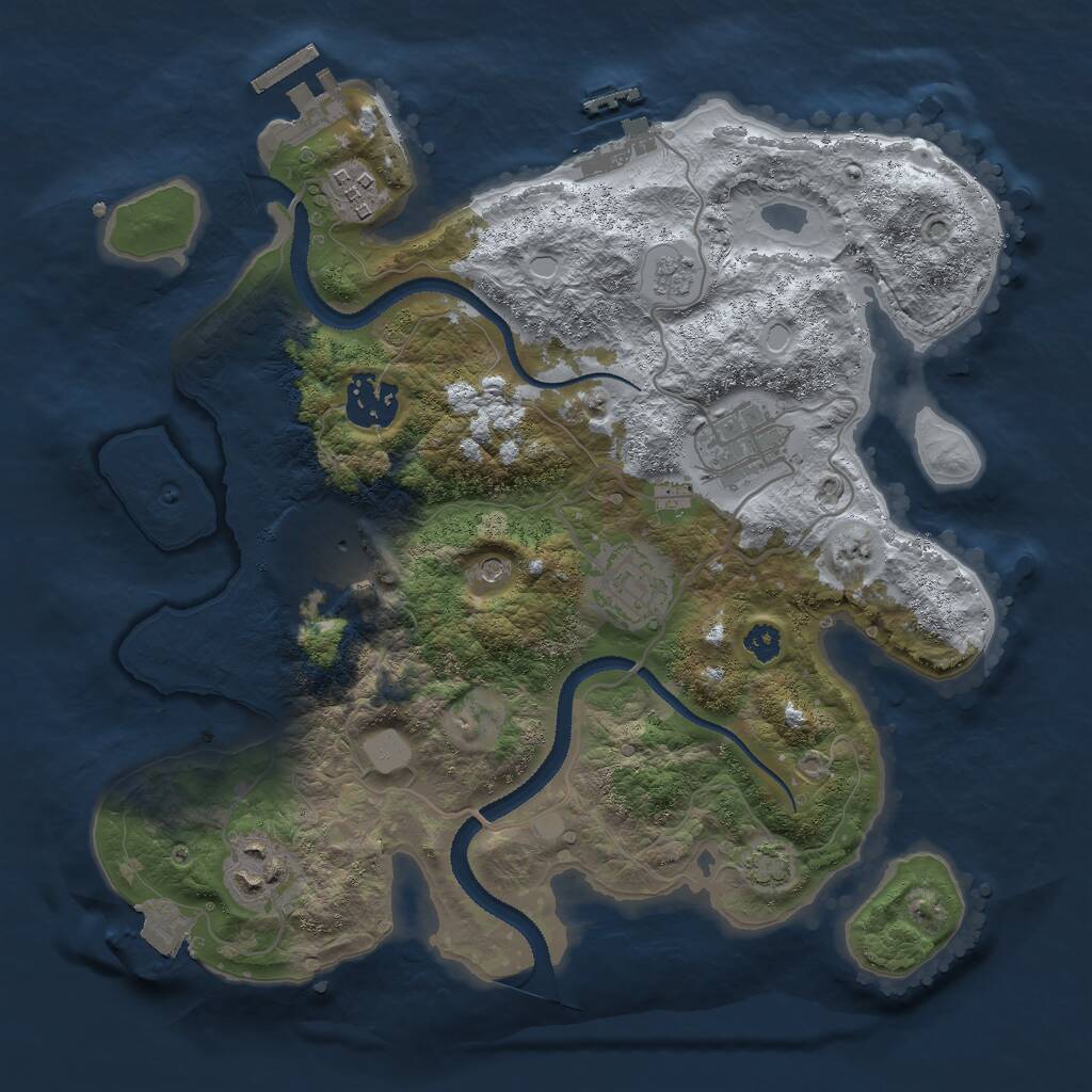 Rust Map: Procedural Map, Size: 3000, Seed: 9062843, 12 Monuments