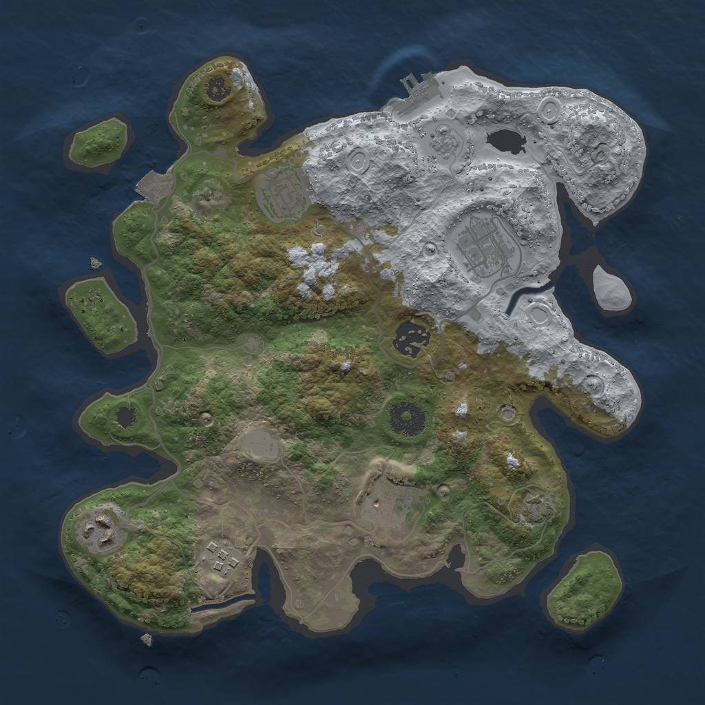 Rust Map: Procedural Map, Size: 3000, Seed: 9062843, 12 Monuments