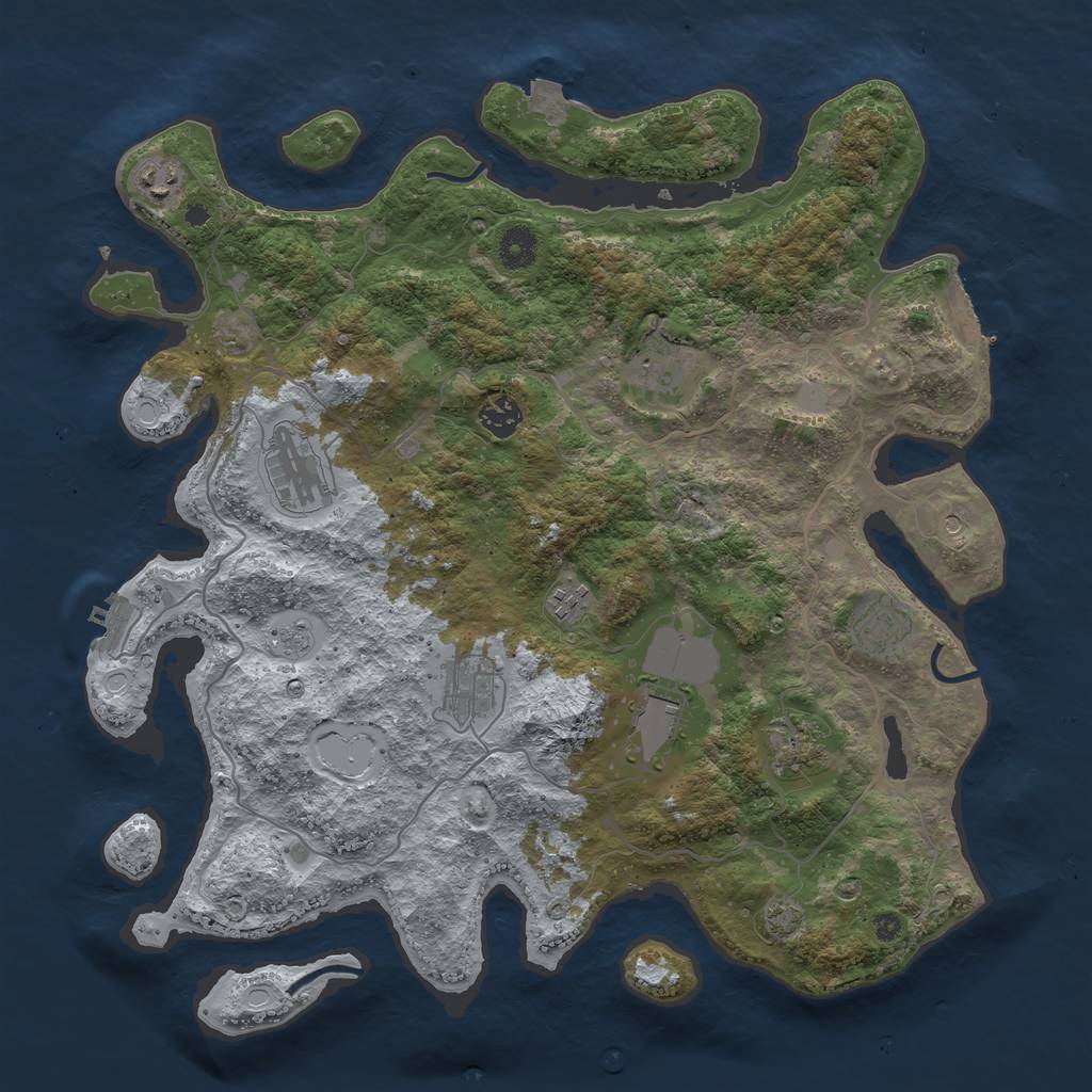 Rust Map: Procedural Map, Size: 4000, Seed: 1245541, 17 Monuments