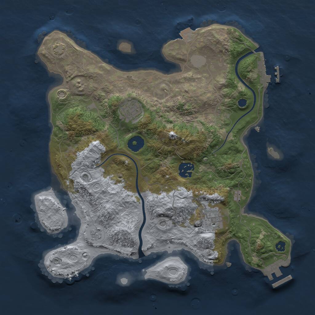 Rust Map: Procedural Map, Size: 3000, Seed: 1785387961, 9 Monuments