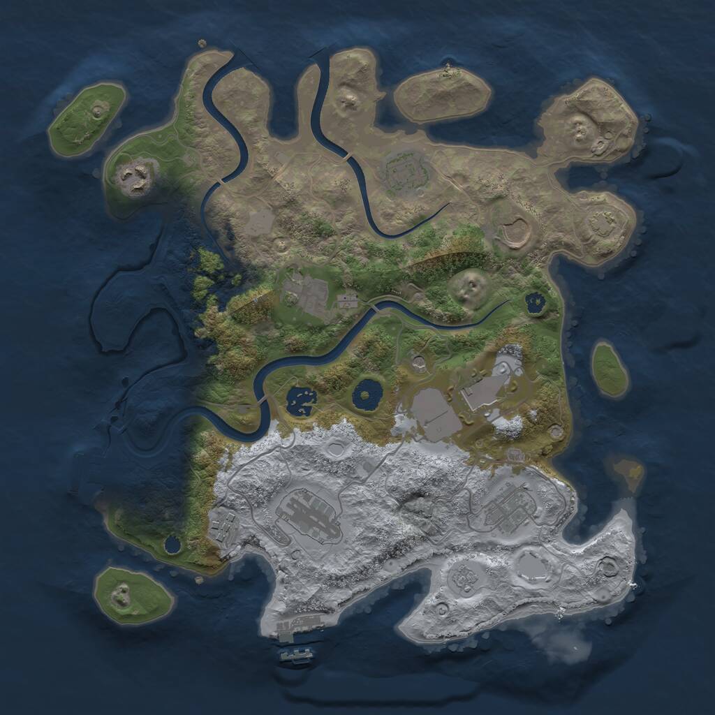 Rust Map: Procedural Map, Size: 3500, Seed: 230818995, 15 Monuments