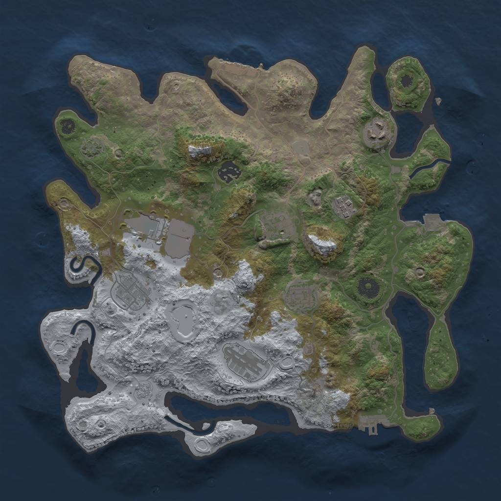 Rust Map: Procedural Map, Size: 3500, Seed: 14431478, 16 Monuments