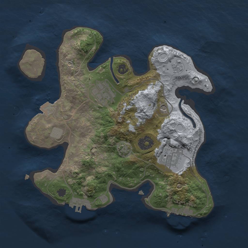 Rust Map: Procedural Map, Size: 2500, Seed: 853368177, 10 Monuments
